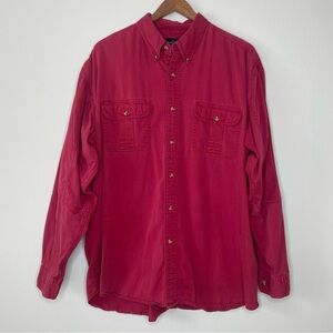Men's Red 100% Cotton Casual Button Down Shirt